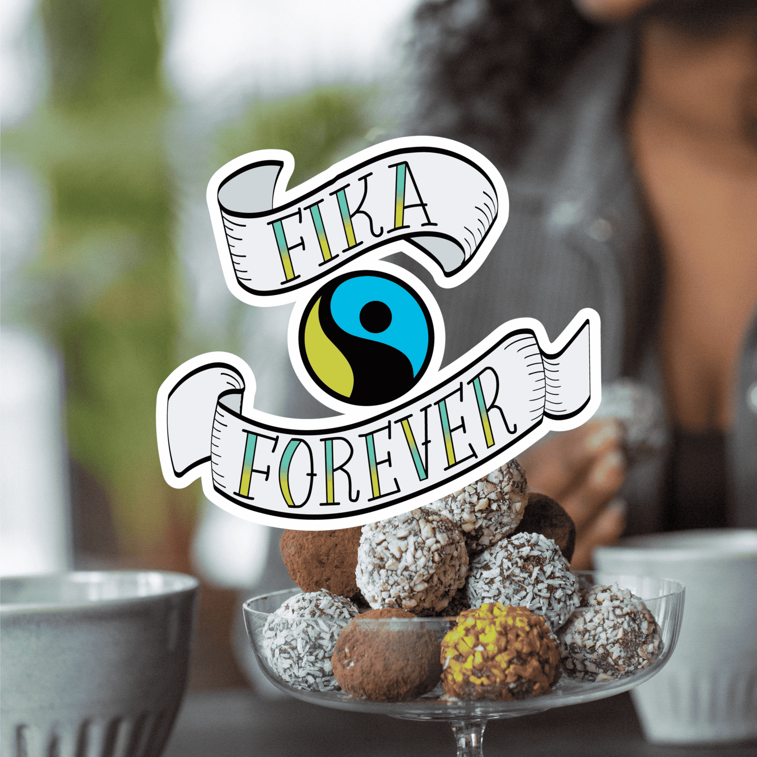 chokladbollar med fika forever logotyp