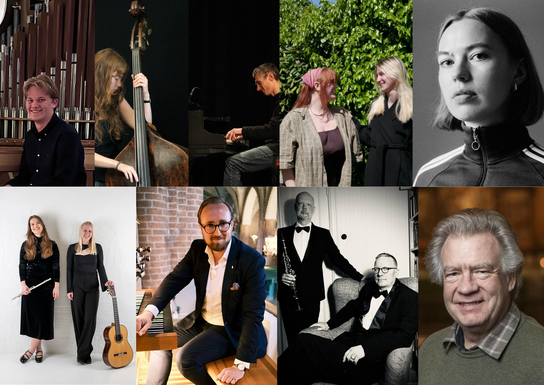 Kollage med bilder av olika musiker