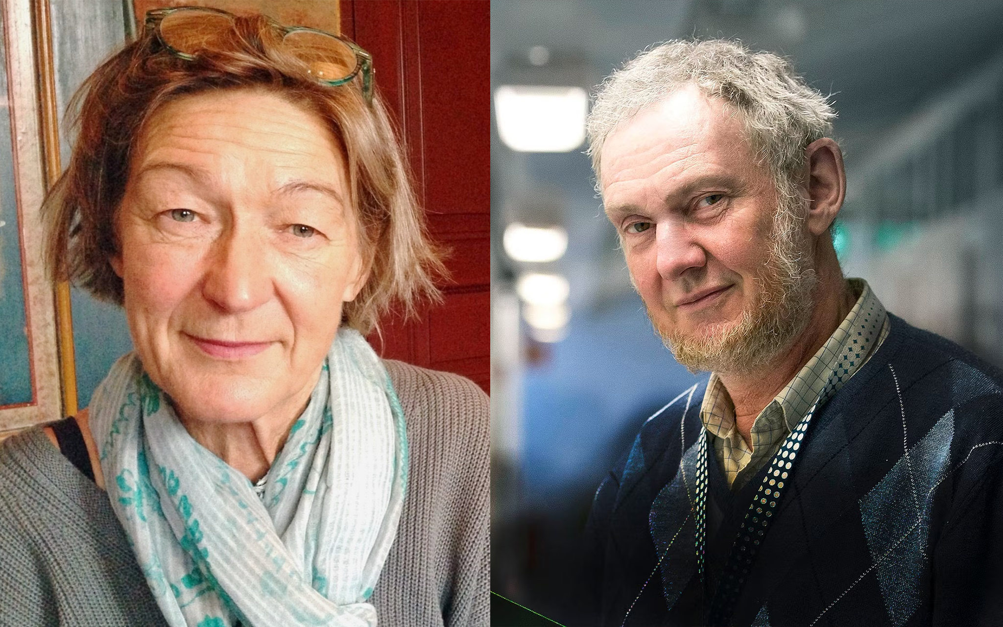 Kollage bestående av två porträtt. Det ena på Wilhelm Agrell och det andra på Camilla Frostell.