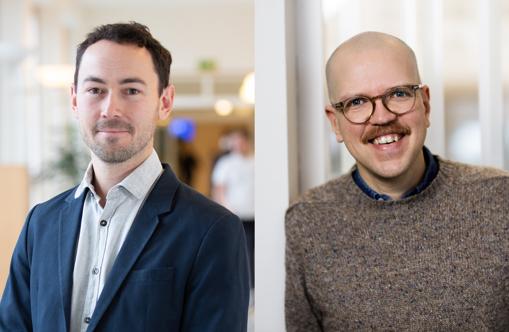 Porträttbild på Tormod Otter Johansen och Linus Hermansson