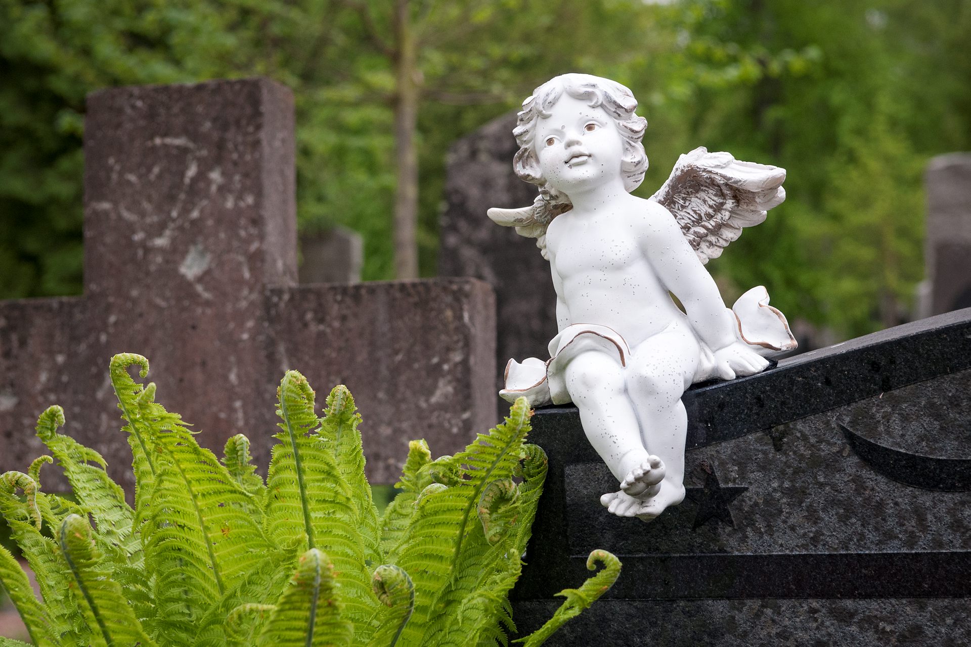 Ängel på en gravsten
